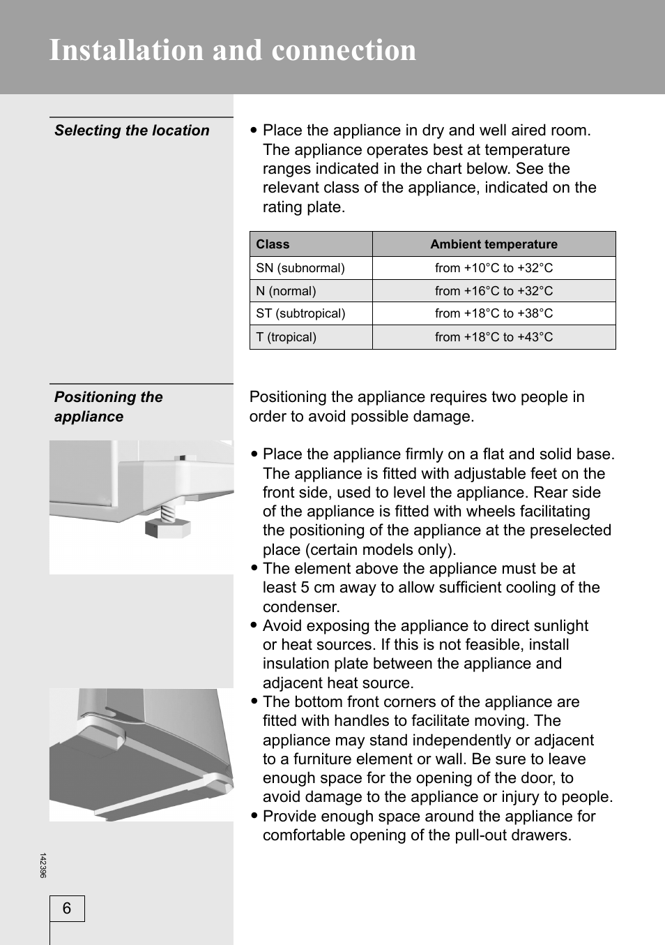 Installation and connection | Smeg 142396 User Manual | Page 6 / 20