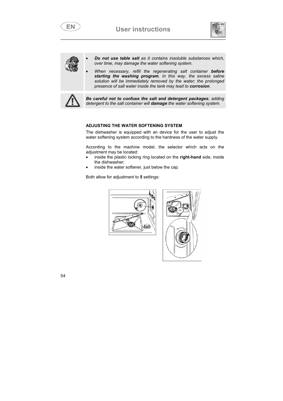 User instructions | Smeg LVS655EG User Manual | Page 19 / 36