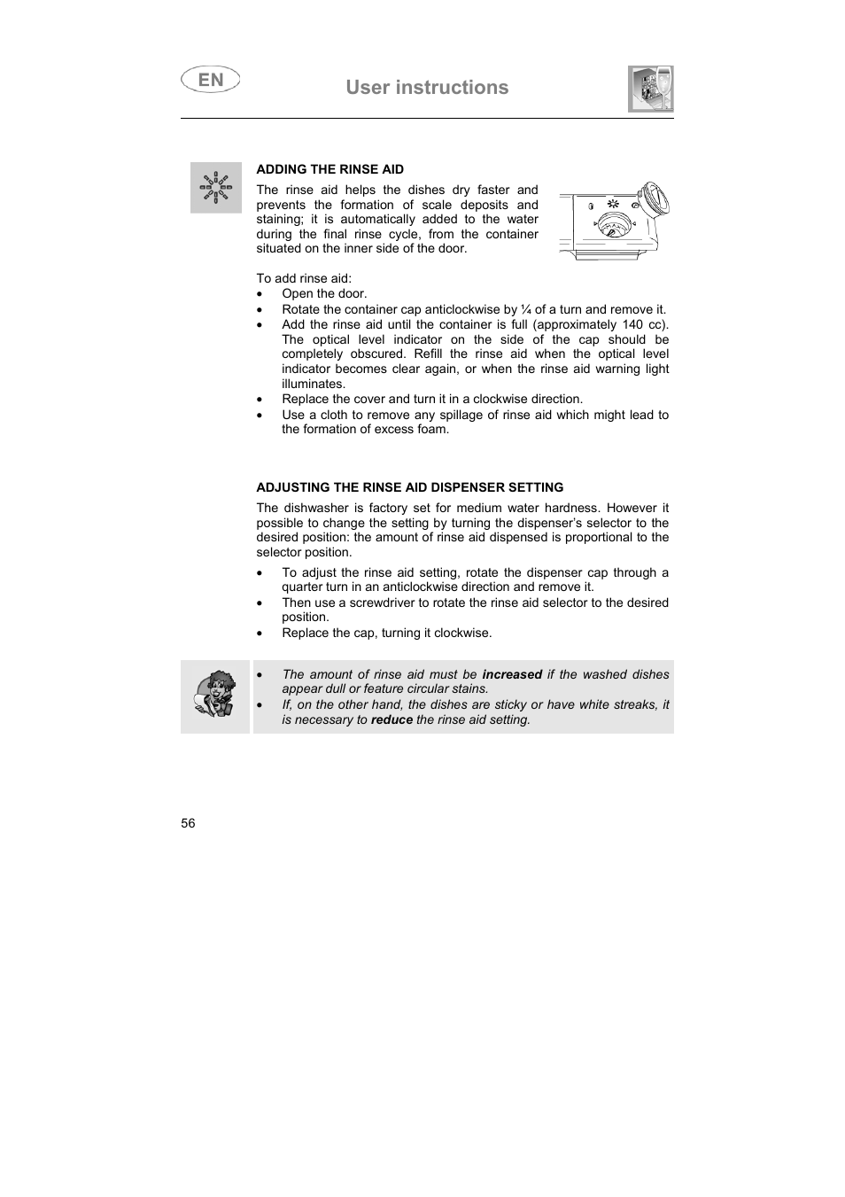 User instructions | Smeg LVS655EG User Manual | Page 21 / 36