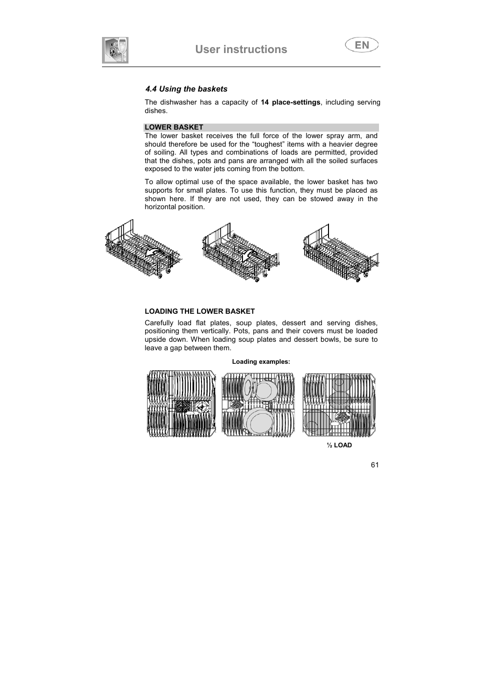 User instructions | Smeg LVS655EG User Manual | Page 26 / 36