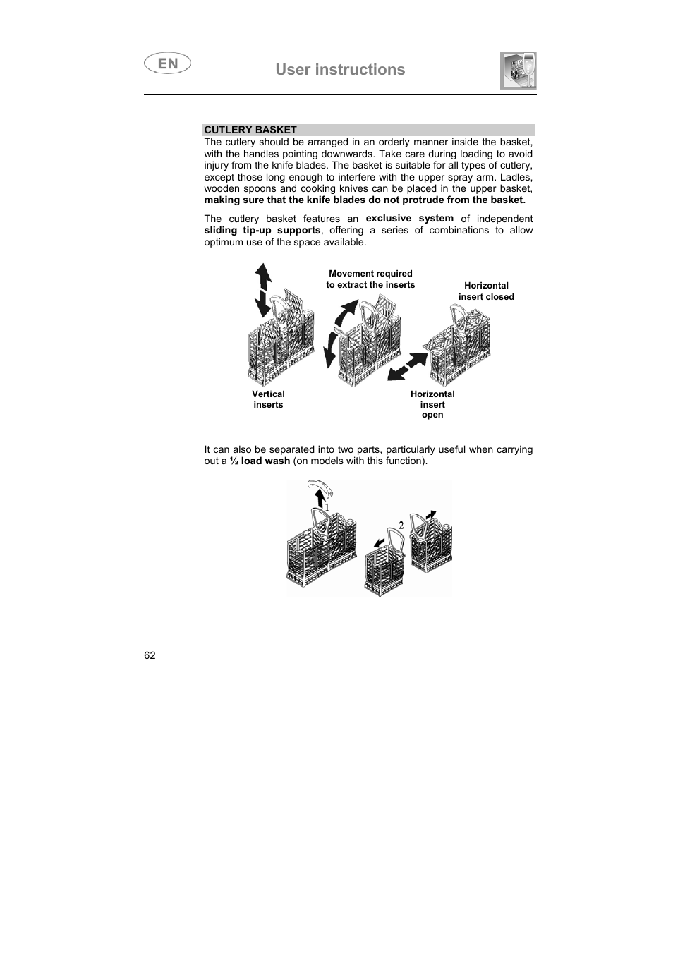 User instructions | Smeg LVS655EG User Manual | Page 27 / 36