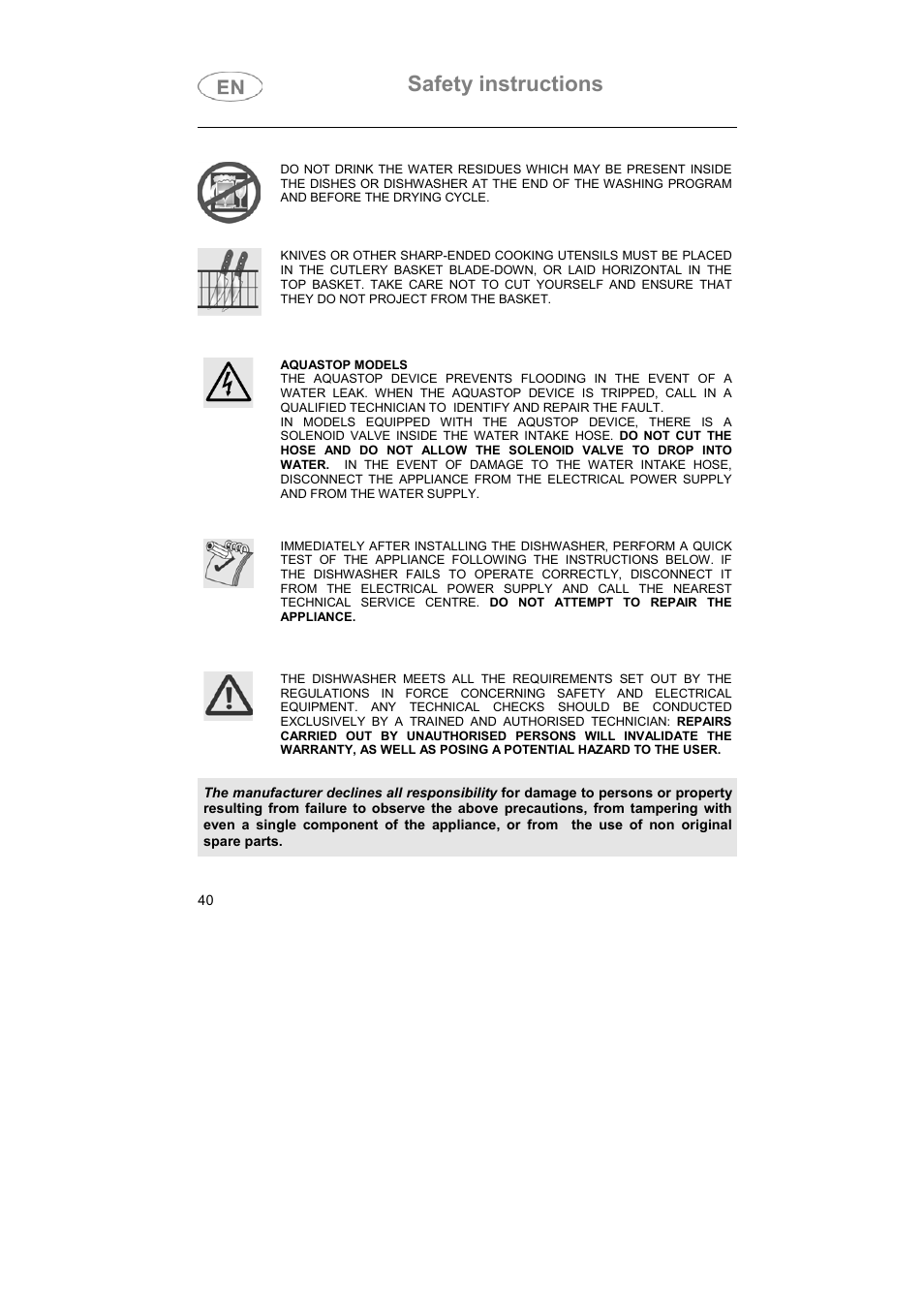 Safety instructions | Smeg LVS655EG User Manual | Page 5 / 36