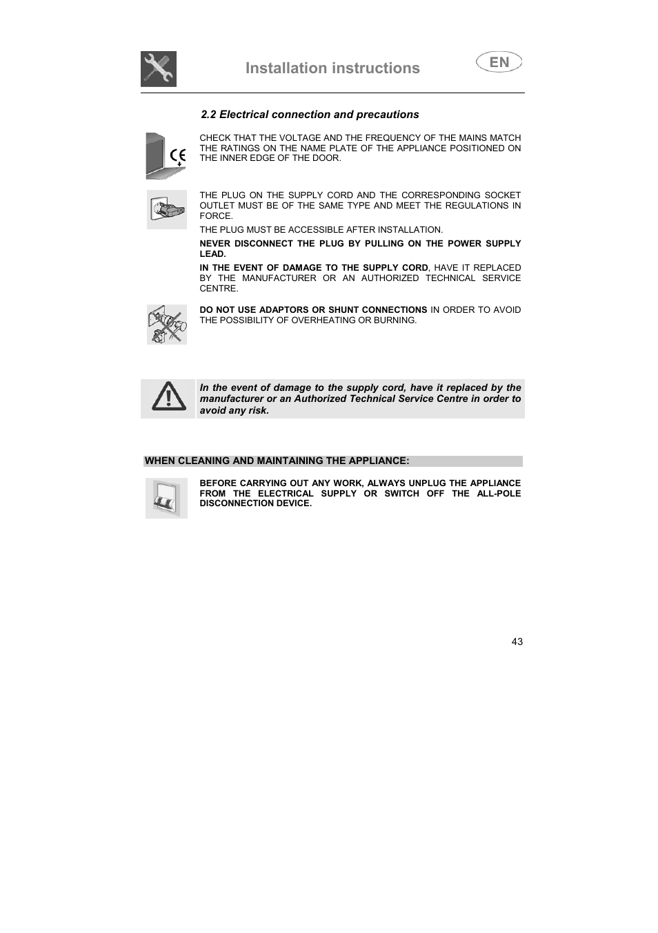 Installation instructions | Smeg LVS655EG User Manual | Page 8 / 36