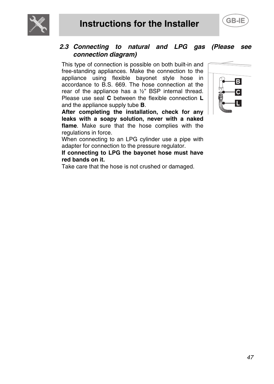 Instructions for the installer | Smeg A2PY-6 User Manual | Page 6 / 38