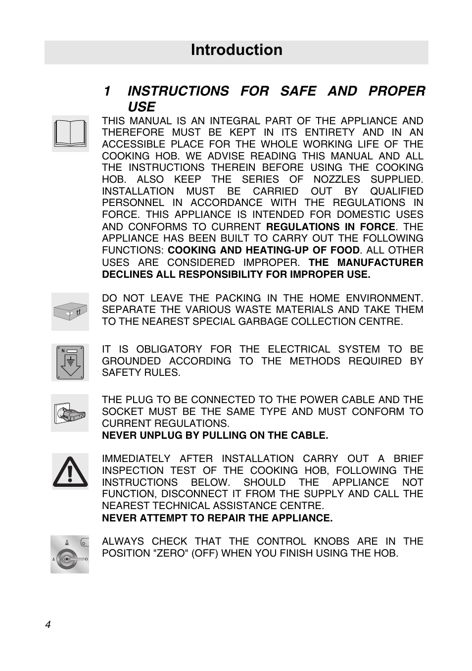 1 instructions for safe and proper use, Introduction | Smeg CIR34XS User Manual | Page 2 / 24