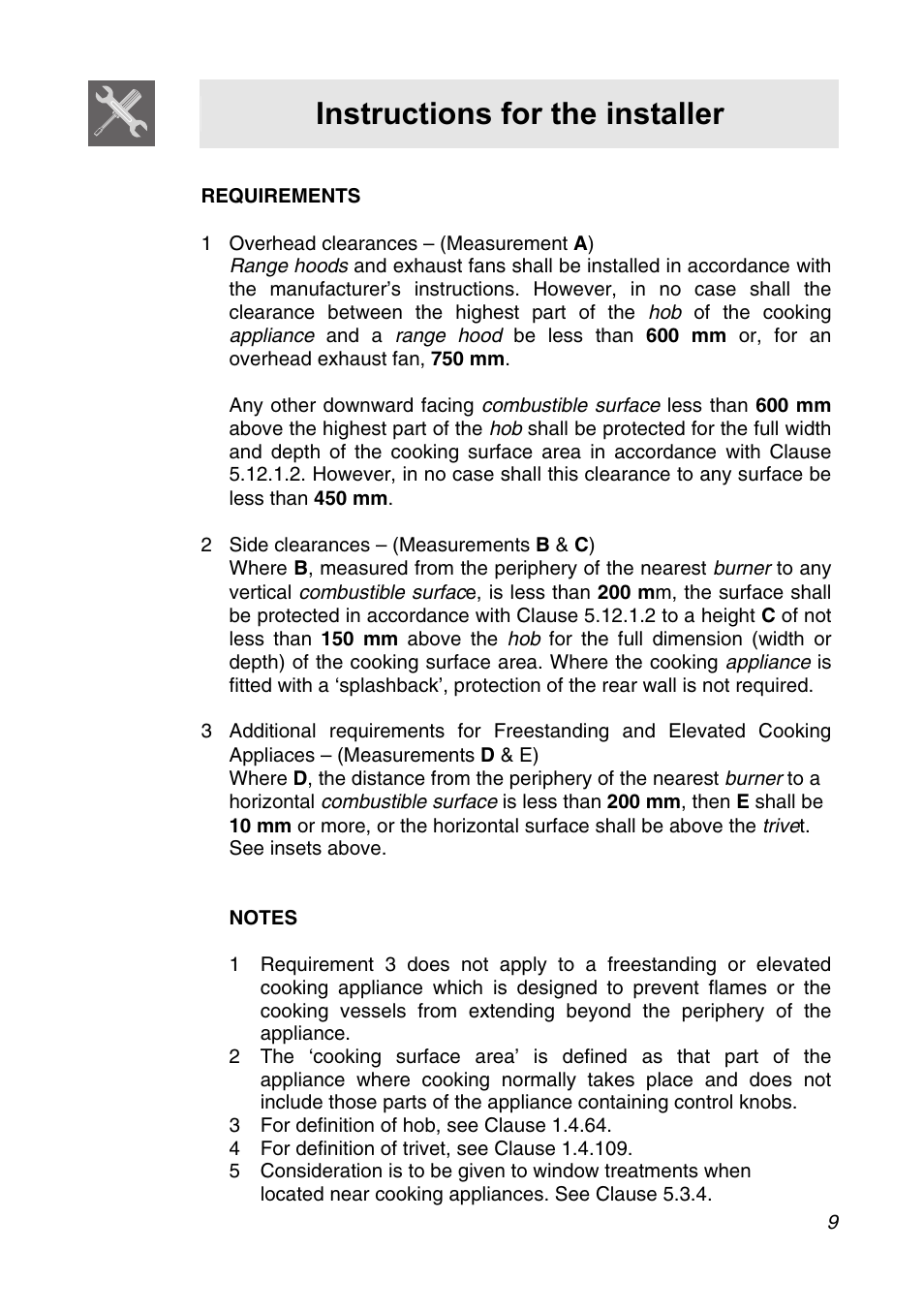 Instructions for the installer | Smeg CIR34XS User Manual | Page 7 / 24