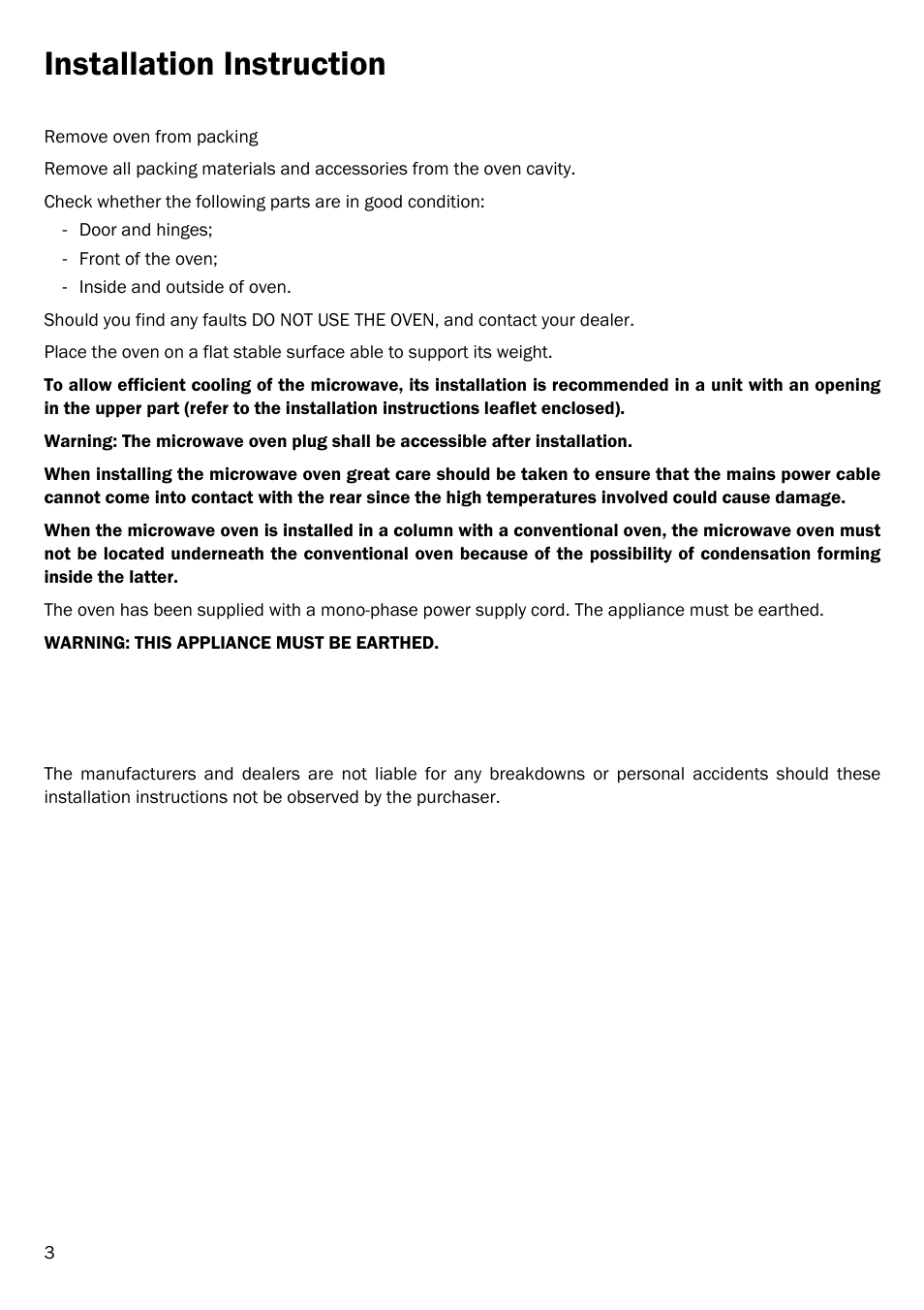 Installation instruction | Smeg FME20TC User Manual | Page 4 / 21