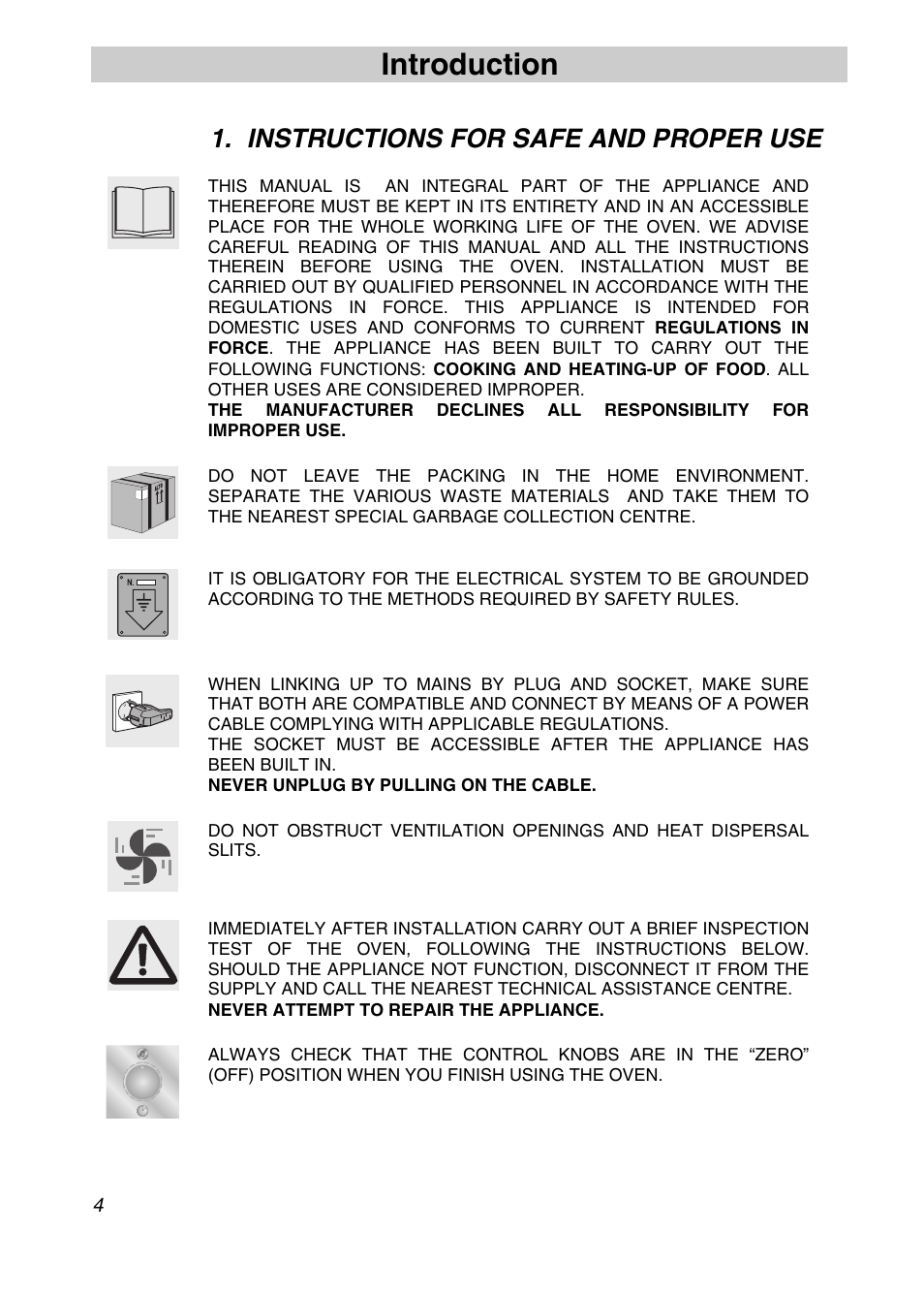 Instructions for safe and proper use, Introduction | Smeg FA166-5 User Manual | Page 2 / 24