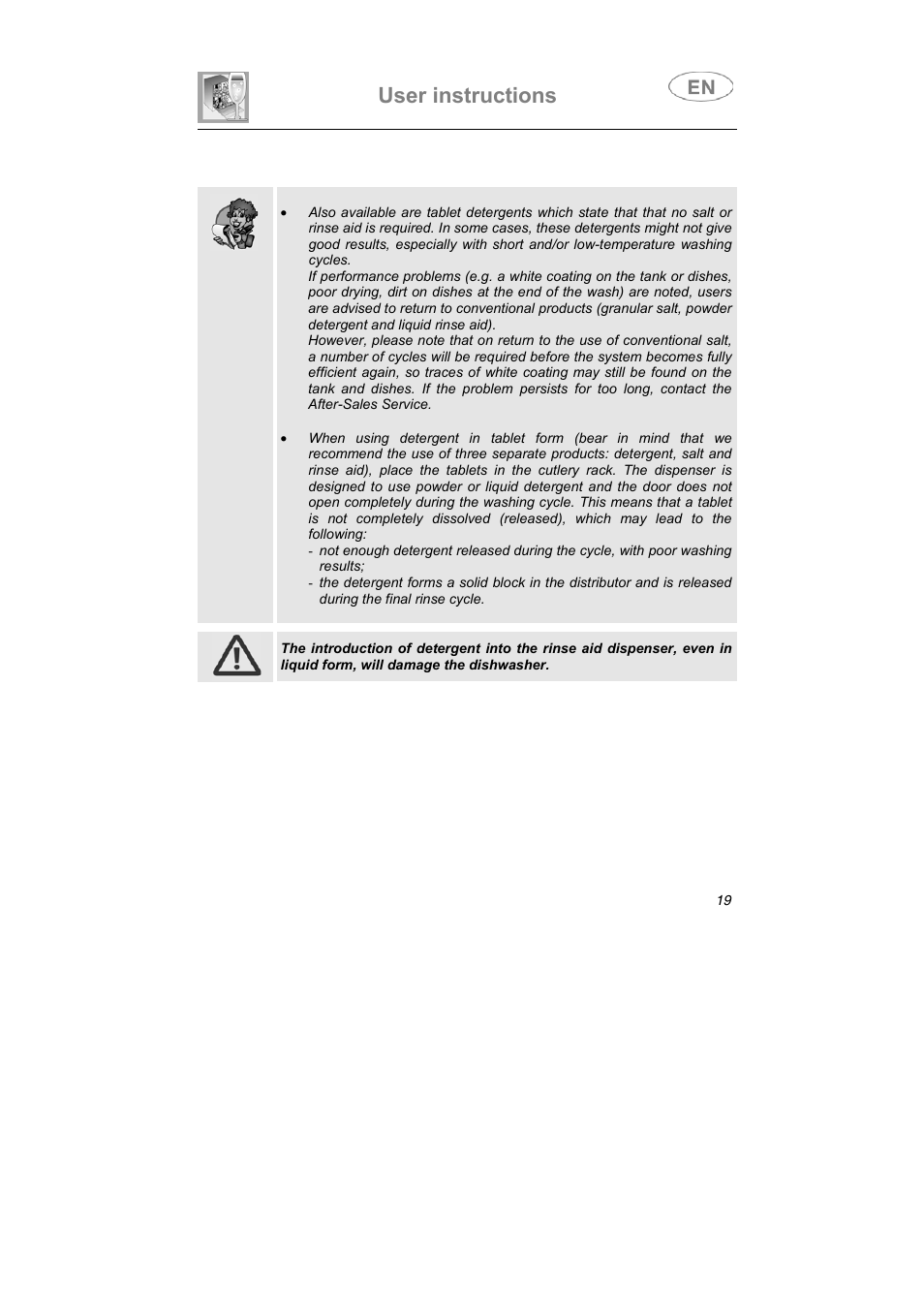 User instructions | Smeg EN User Manual | Page 19 / 29