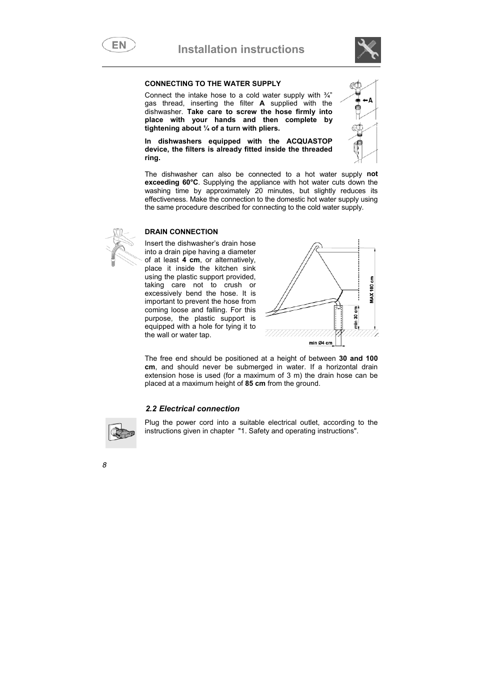 Installation instructions | Smeg EN User Manual | Page 8 / 29