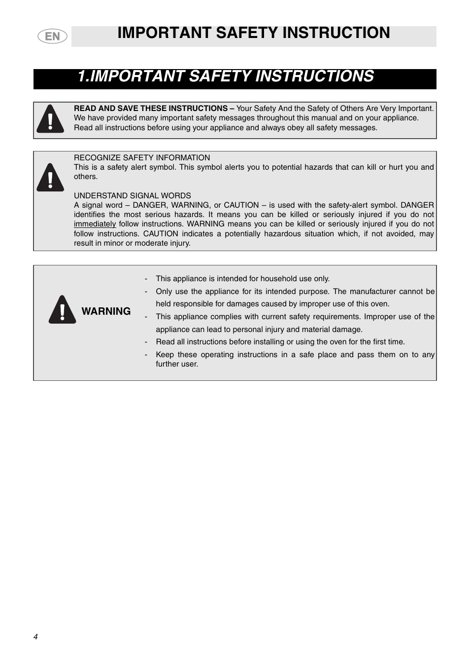 Important safety instructions, Important safety instruction | Smeg FU65-5 User Manual | Page 2 / 15