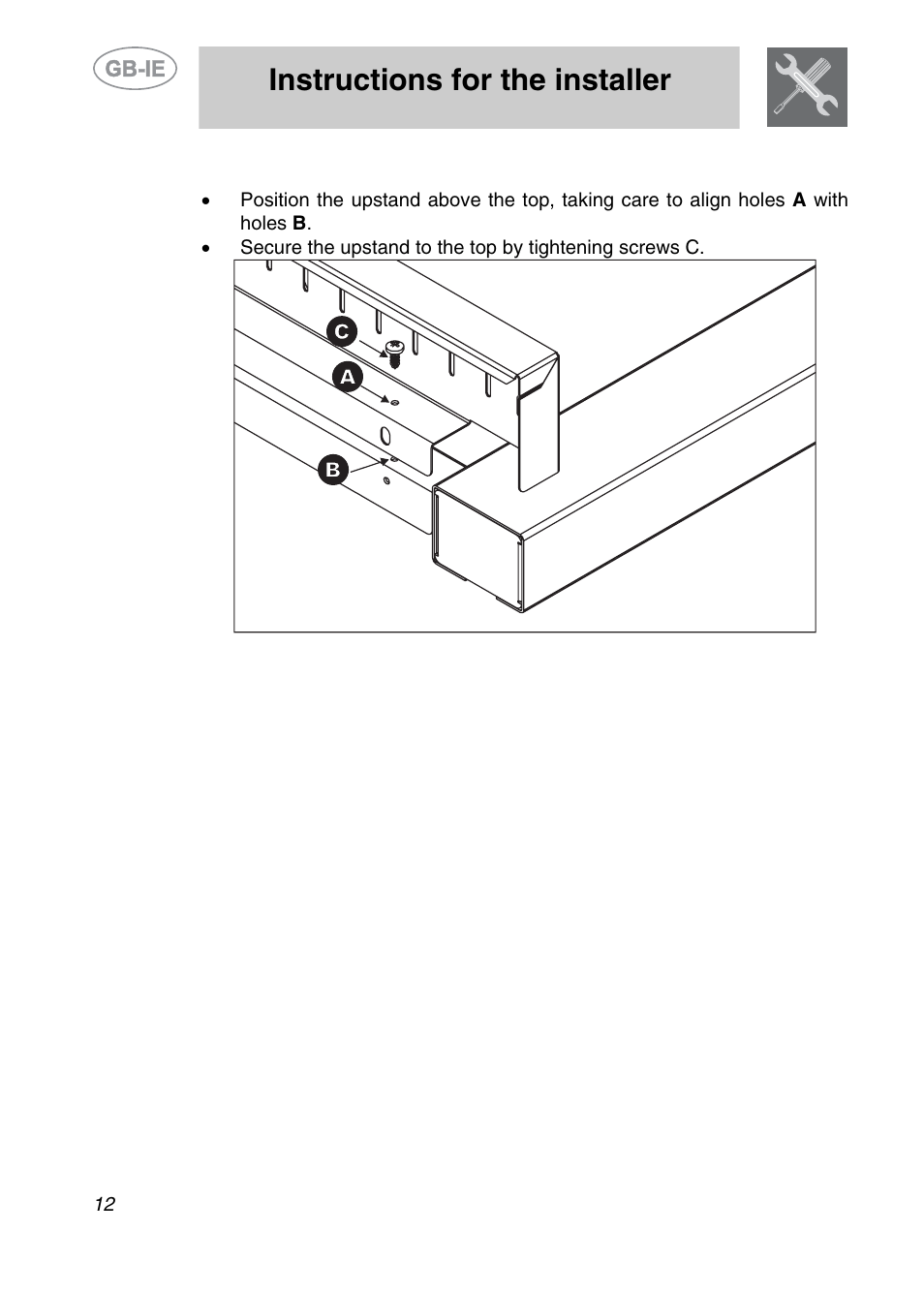 Instructions for the installer | Smeg A2EA User Manual | Page 10 / 32