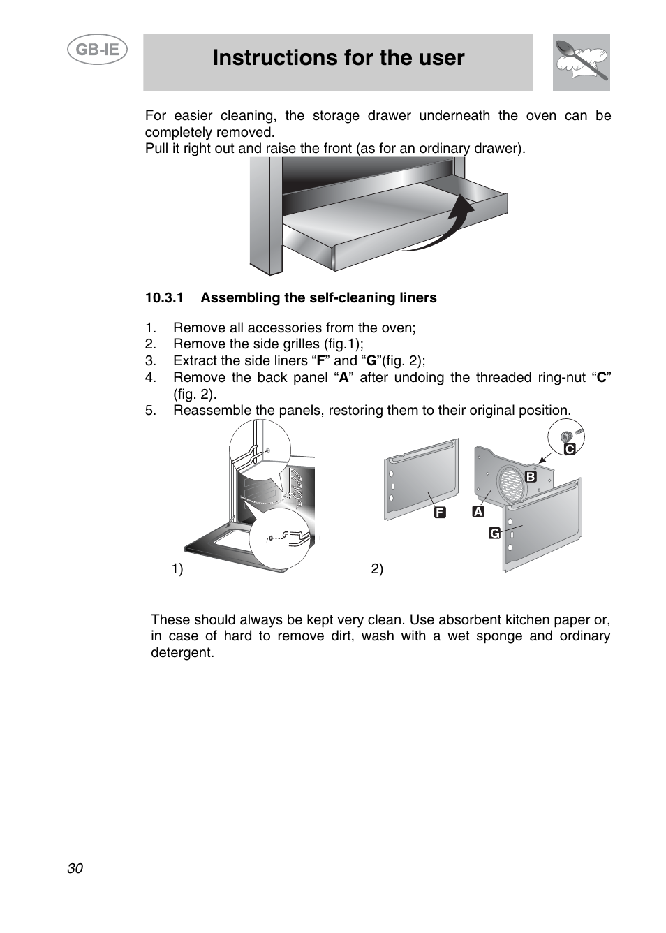 Instructions for the user | Smeg A2EA User Manual | Page 28 / 32