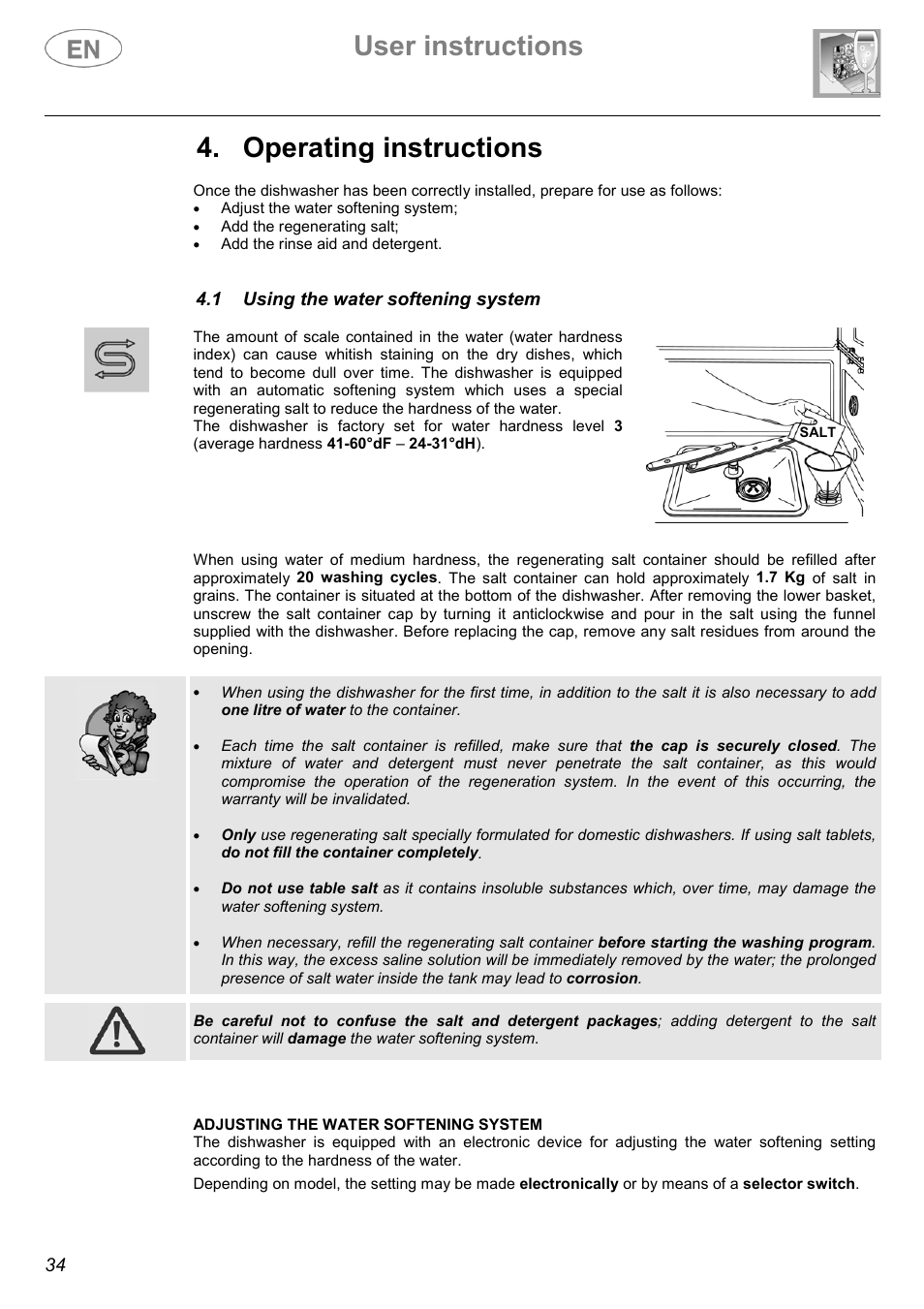 User instructions, Operating instructions | Smeg ST144 User Manual | Page 13 / 27