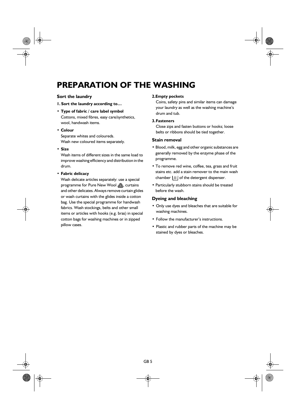 Preparation of the washing | Smeg TLS8 User Manual | Page 5 / 19