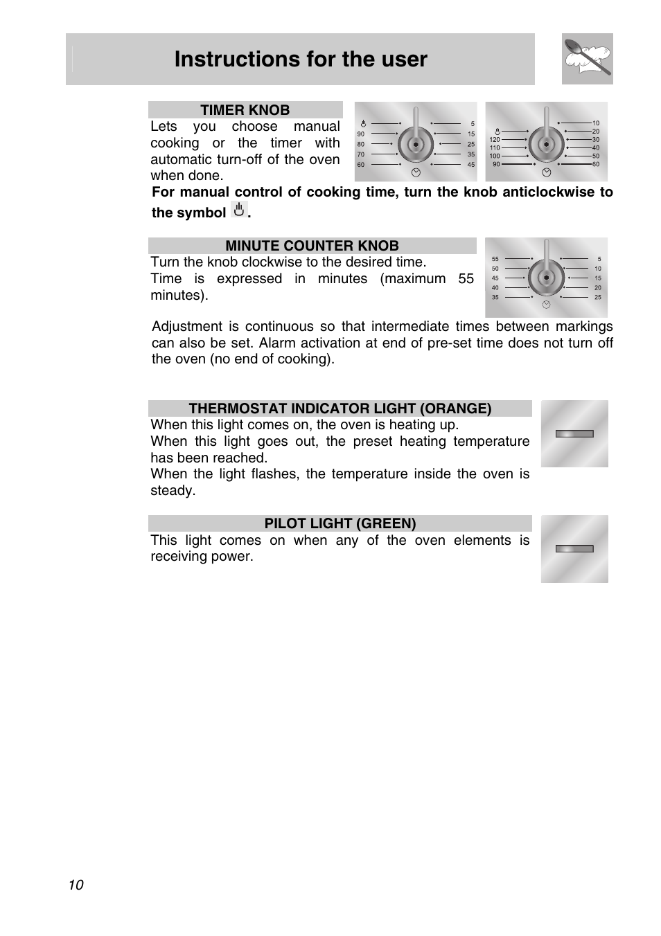 Instructions for the user | Smeg SCA301X User Manual | Page 8 / 28
