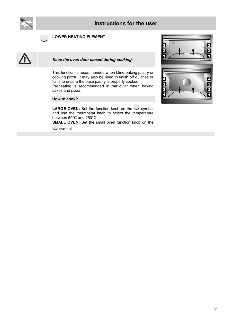 Instructions for the user | Smeg SDO10 User Manual | Page 15 / 24