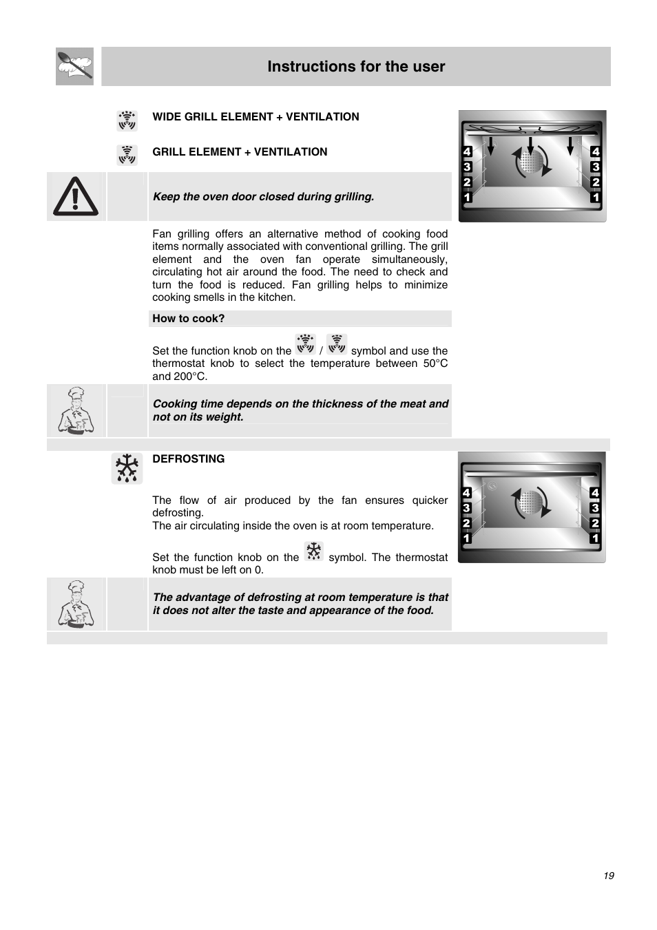 Instructions for the user | Smeg SDO10 User Manual | Page 17 / 24