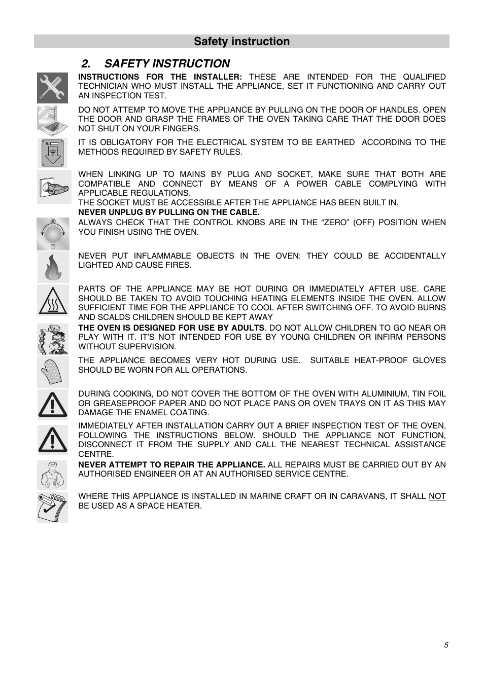 Safety instruction | Smeg SDO10 User Manual | Page 3 / 24