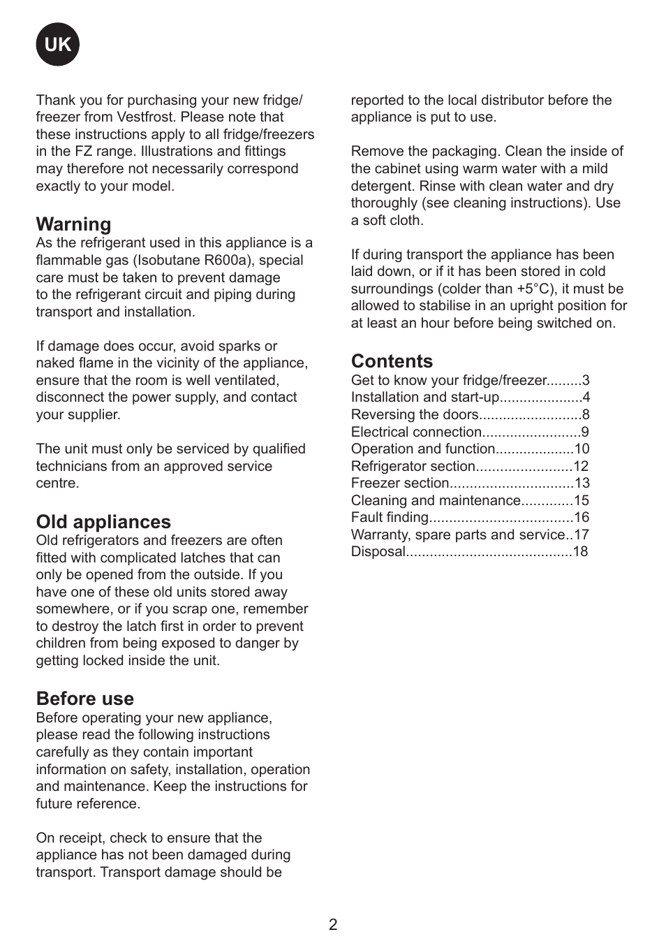 Smeg FC310AL User Manual | Page 2 / 18