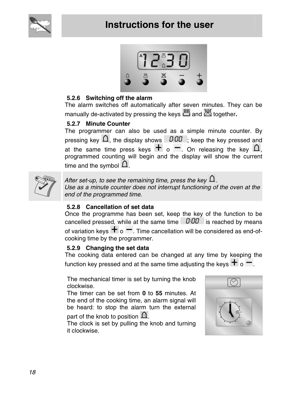 Instructions for the user, 3 analogue clock (only on equipped models) | Smeg SNZ61MFX User Manual | Page 16 / 32