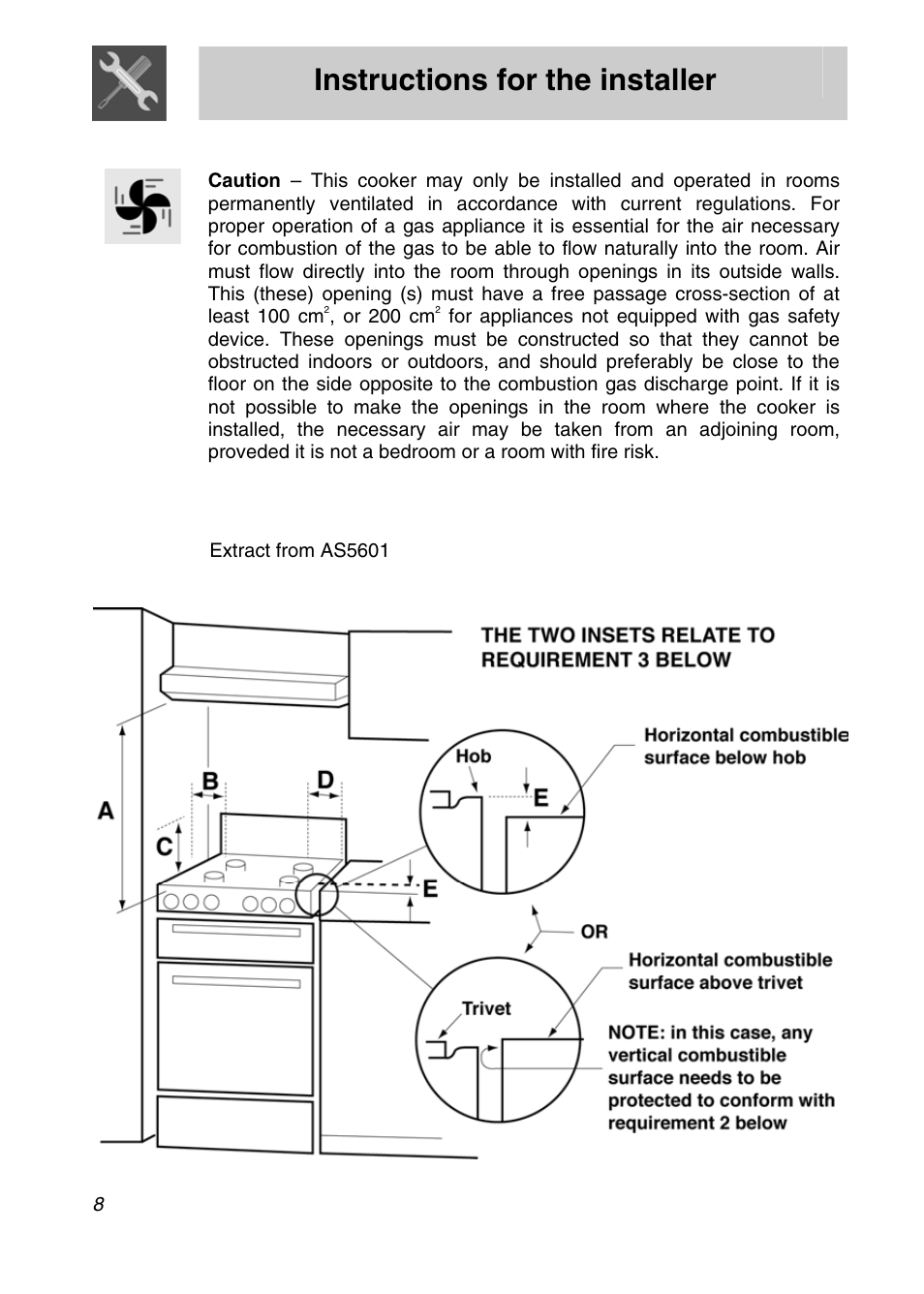 Instructions for the installer | Smeg SNZ61MFX User Manual | Page 6 / 32