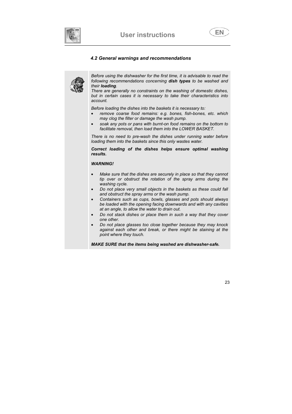 User instructions | Smeg ST93P User Manual | Page 22 / 35