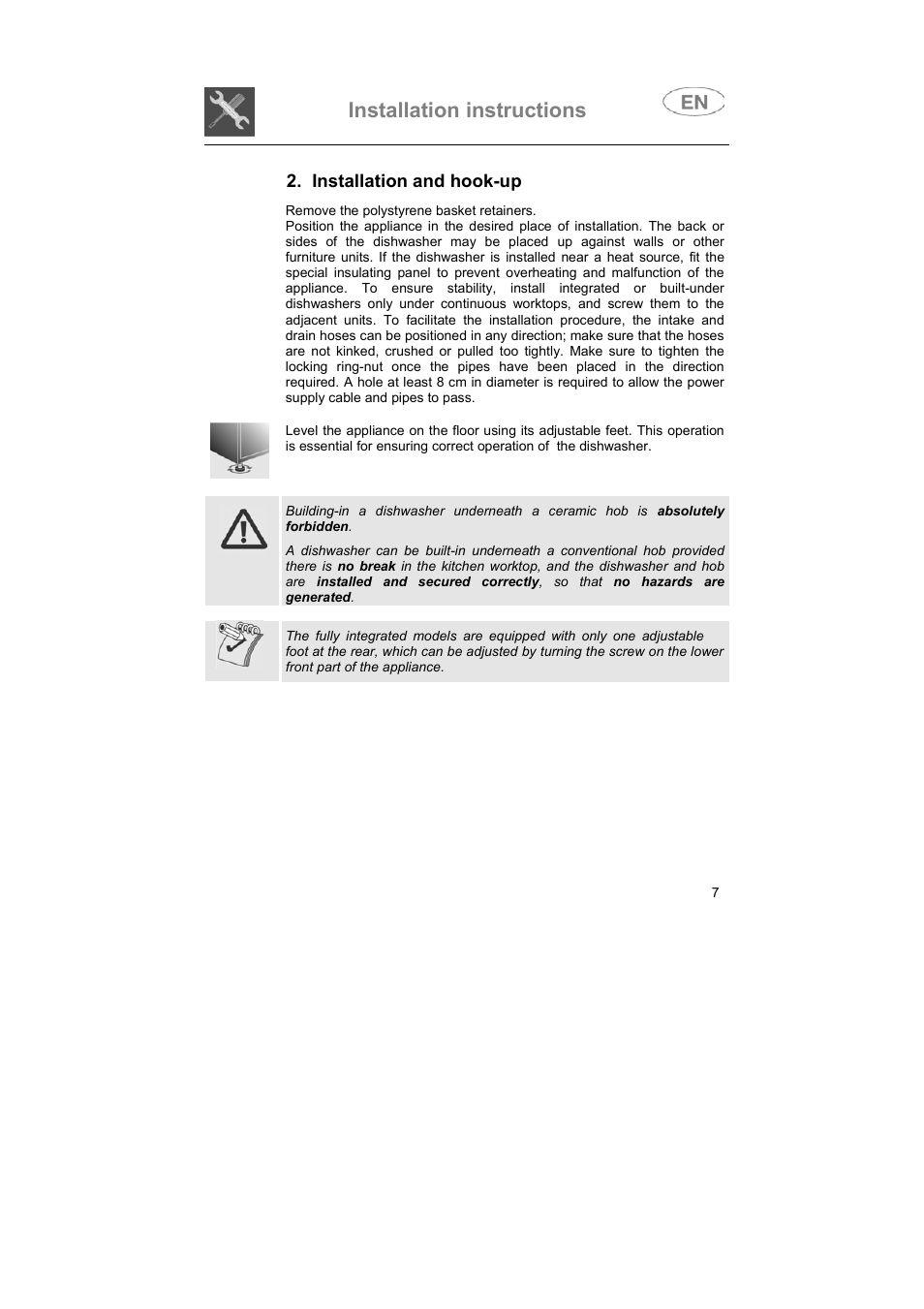 Installation instructions | Smeg ST93P User Manual | Page 6 / 35