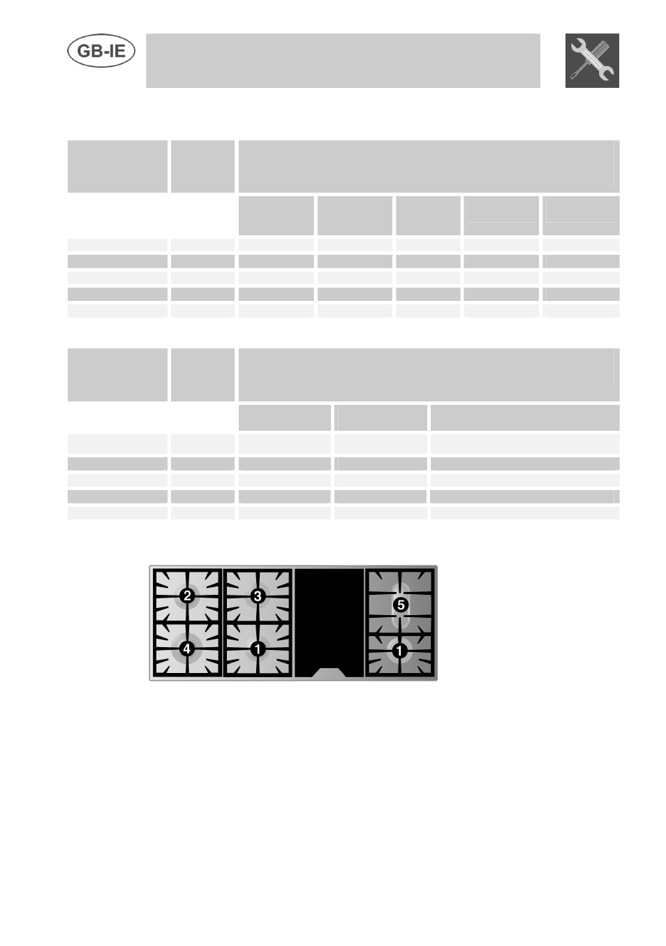 Instructions for the installer, 2 burner and nozzle characteristics table, 3 arrangement of burners on cooking hob | Natural gas – g20 20 mbar | Smeg A3 User Manual | Page 8 / 35