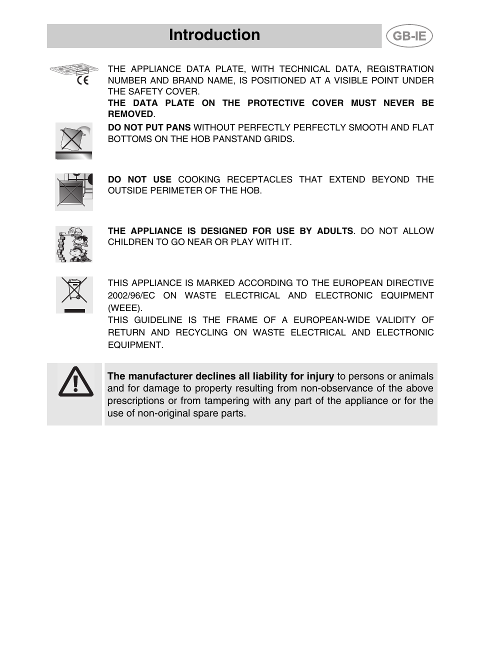 Introduction | Smeg PGF75-3 User Manual | Page 3 / 16