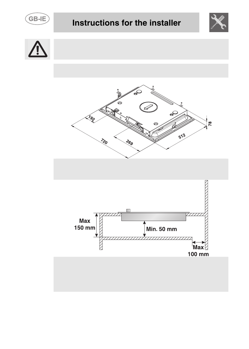 Instructions for the installer | Smeg PGF75-3 User Manual | Page 6 / 16