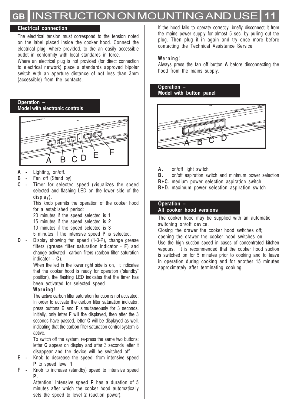 Instruction on mounting and use | Smeg KSET650X User Manual | Page 11 / 44