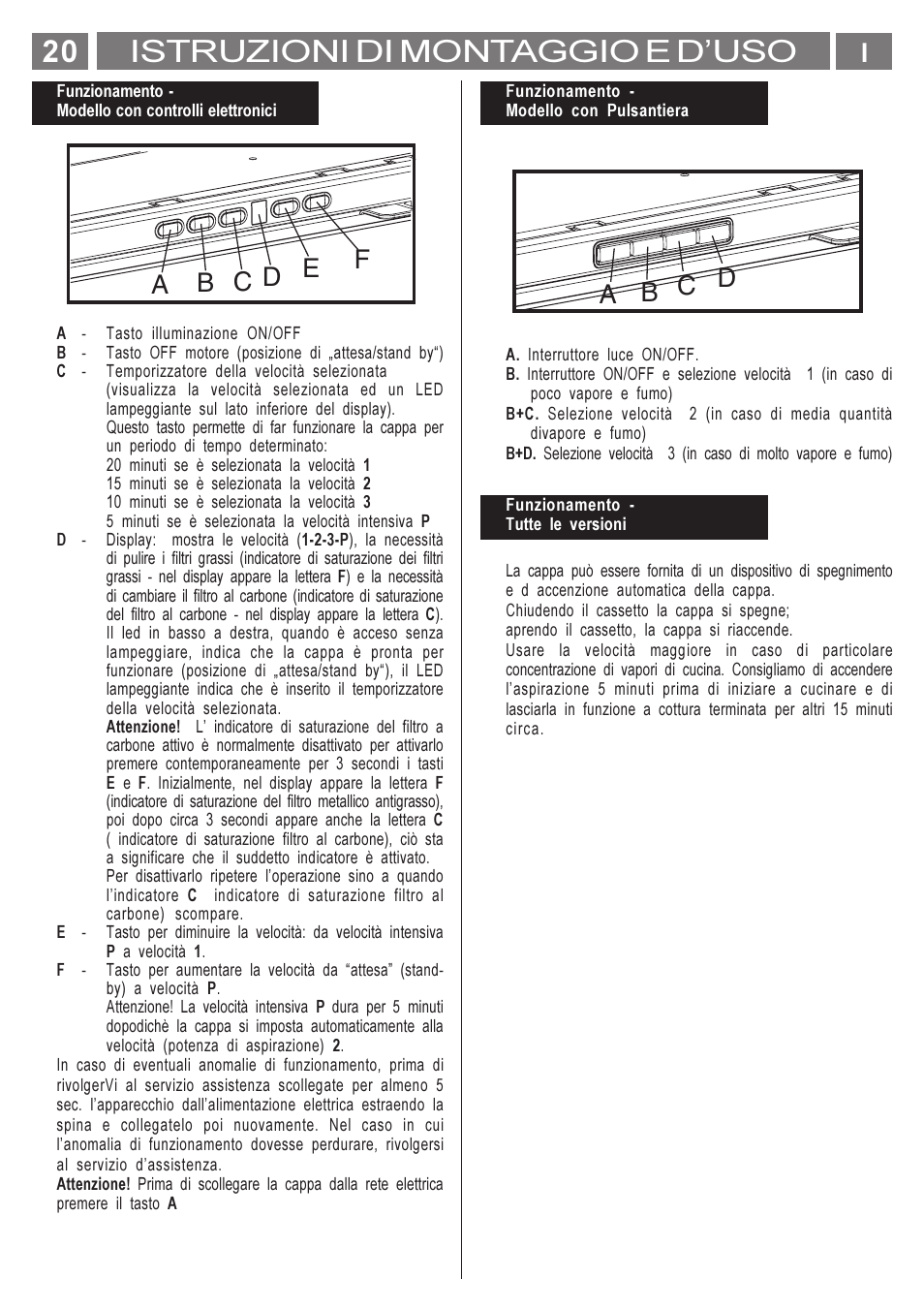 20 istruzioni di montaggio e duso | Smeg KSET650X User Manual | Page 20 / 44