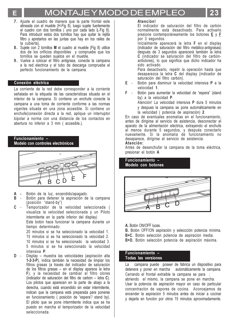 Montaje y modo de empleo, A b c d | Smeg KSET650X User Manual | Page 23 / 44
