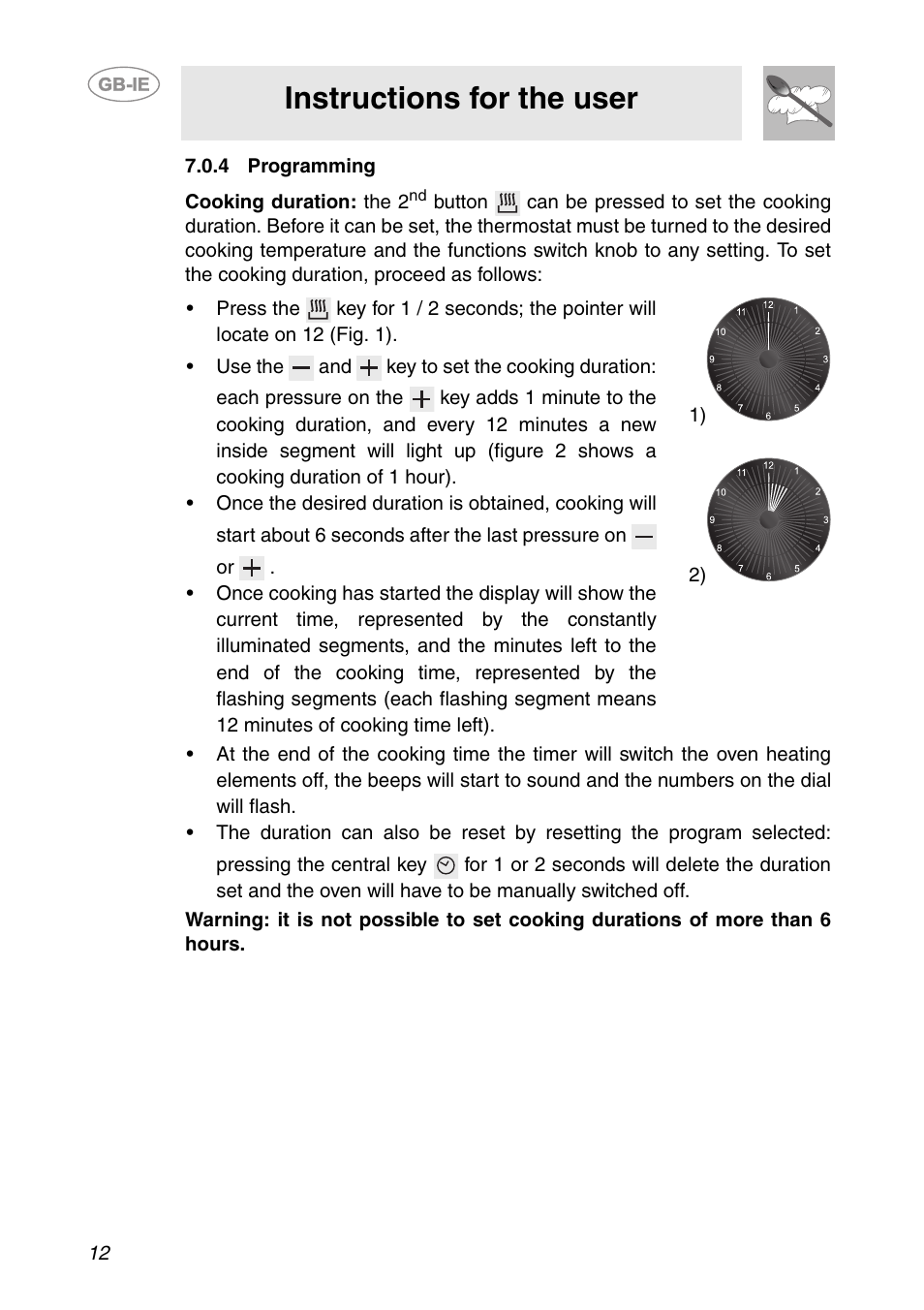 4 programming, Instructions for the user | Smeg SC041MFX User Manual | Page 10 / 31