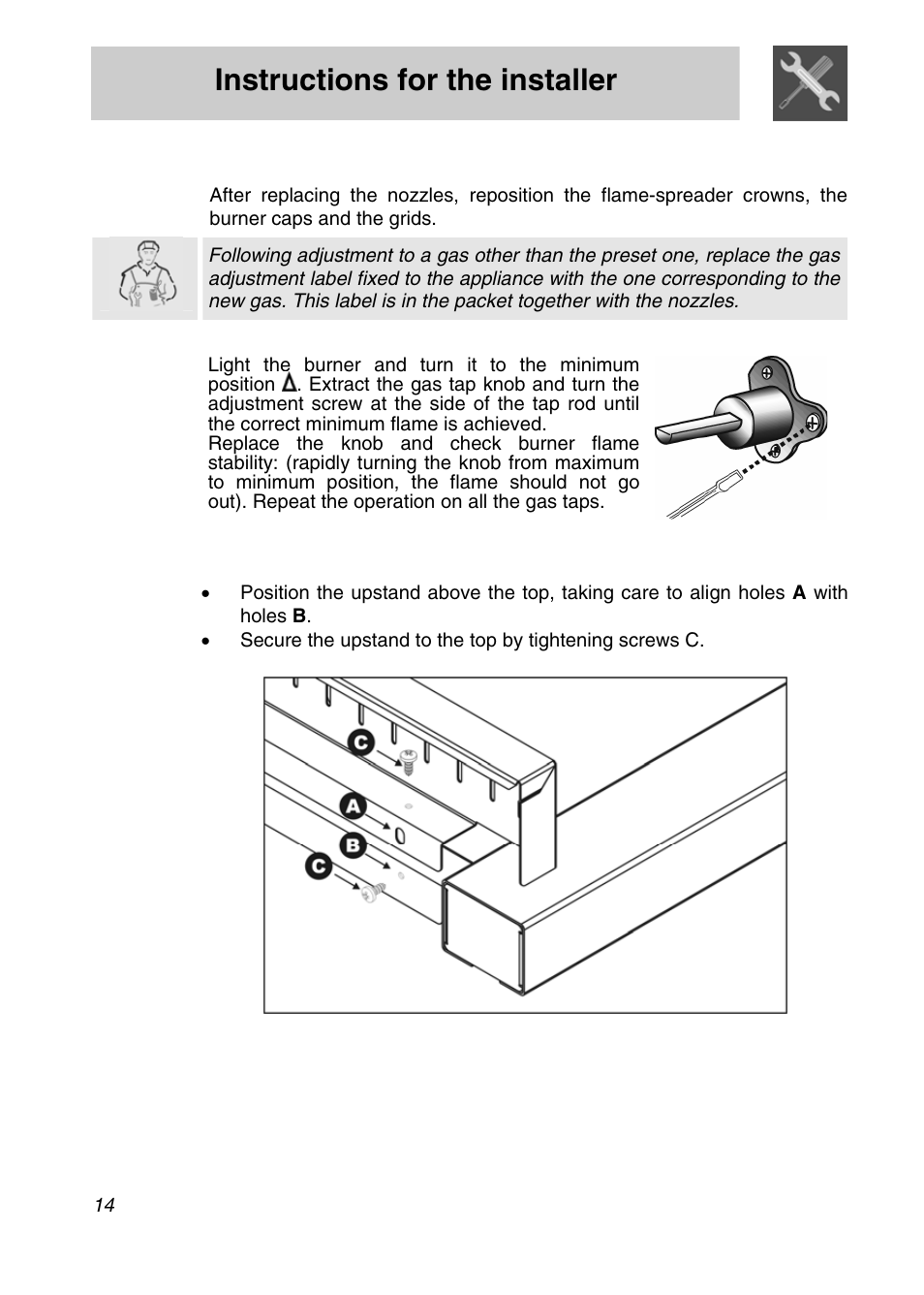 Instructions for the installer, Final op tions | Smeg A3SX User Manual | Page 12 / 40