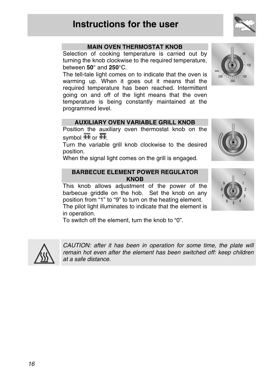 Instructions for the user | Smeg A3SX User Manual | Page 14 / 40