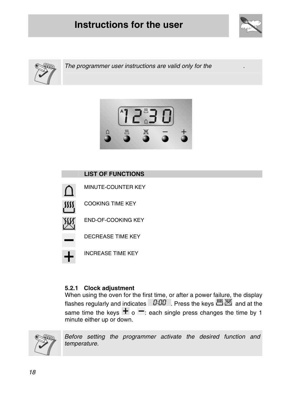 Instructions for the user, 2 electronic programmer | Smeg A3SX User Manual | Page 16 / 40