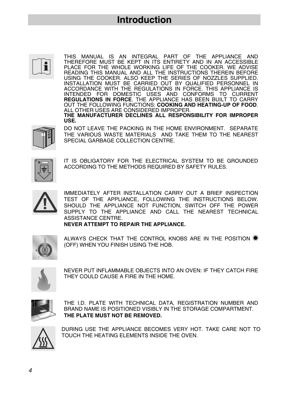 Introduction, Instructions for safe and proper use | Smeg A3SX User Manual | Page 2 / 40