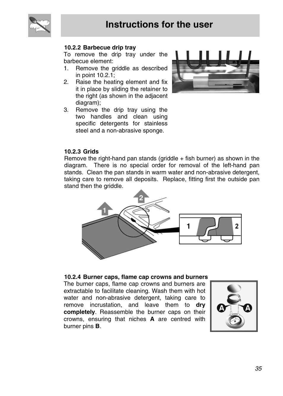 Instructions for the user | Smeg A3SX User Manual | Page 33 / 40