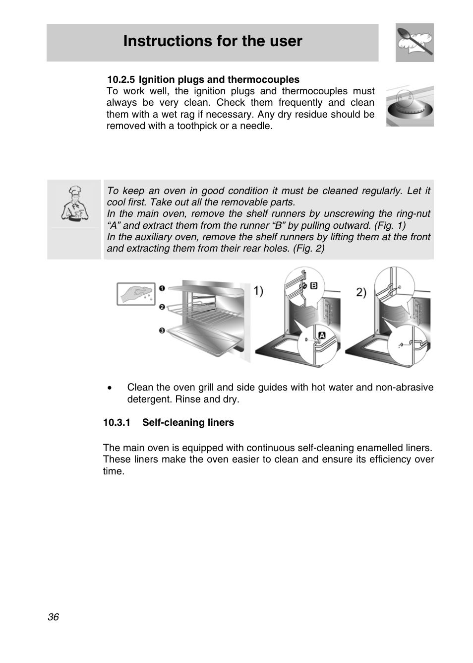 Instructions for the user | Smeg A3SX User Manual | Page 34 / 40