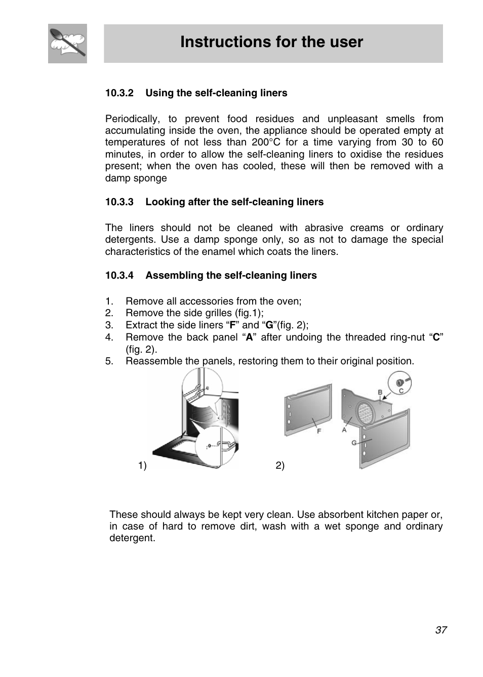 Instructions for the user | Smeg A3SX User Manual | Page 35 / 40