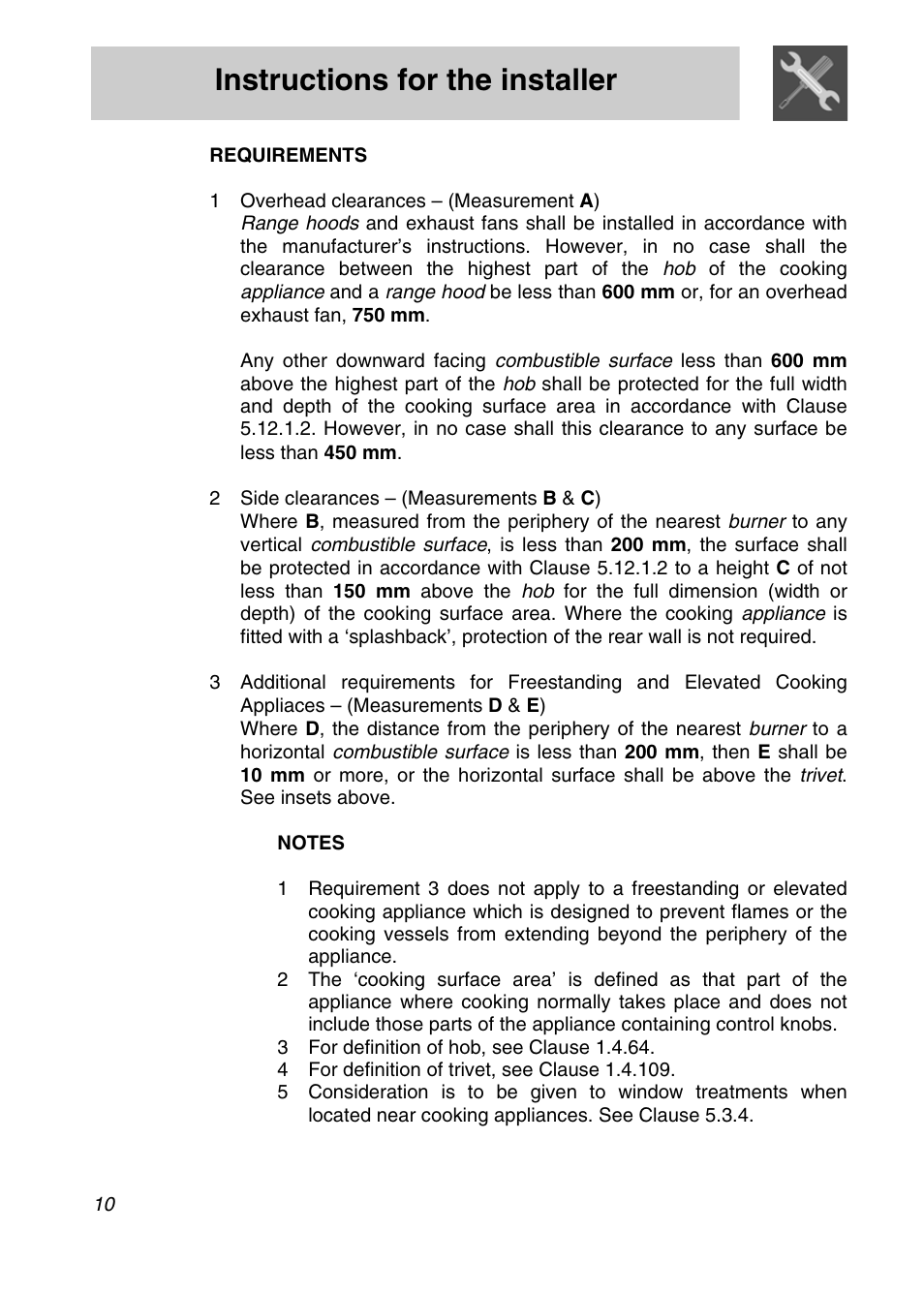 Instructions for the installer | Smeg A3SX User Manual | Page 8 / 40