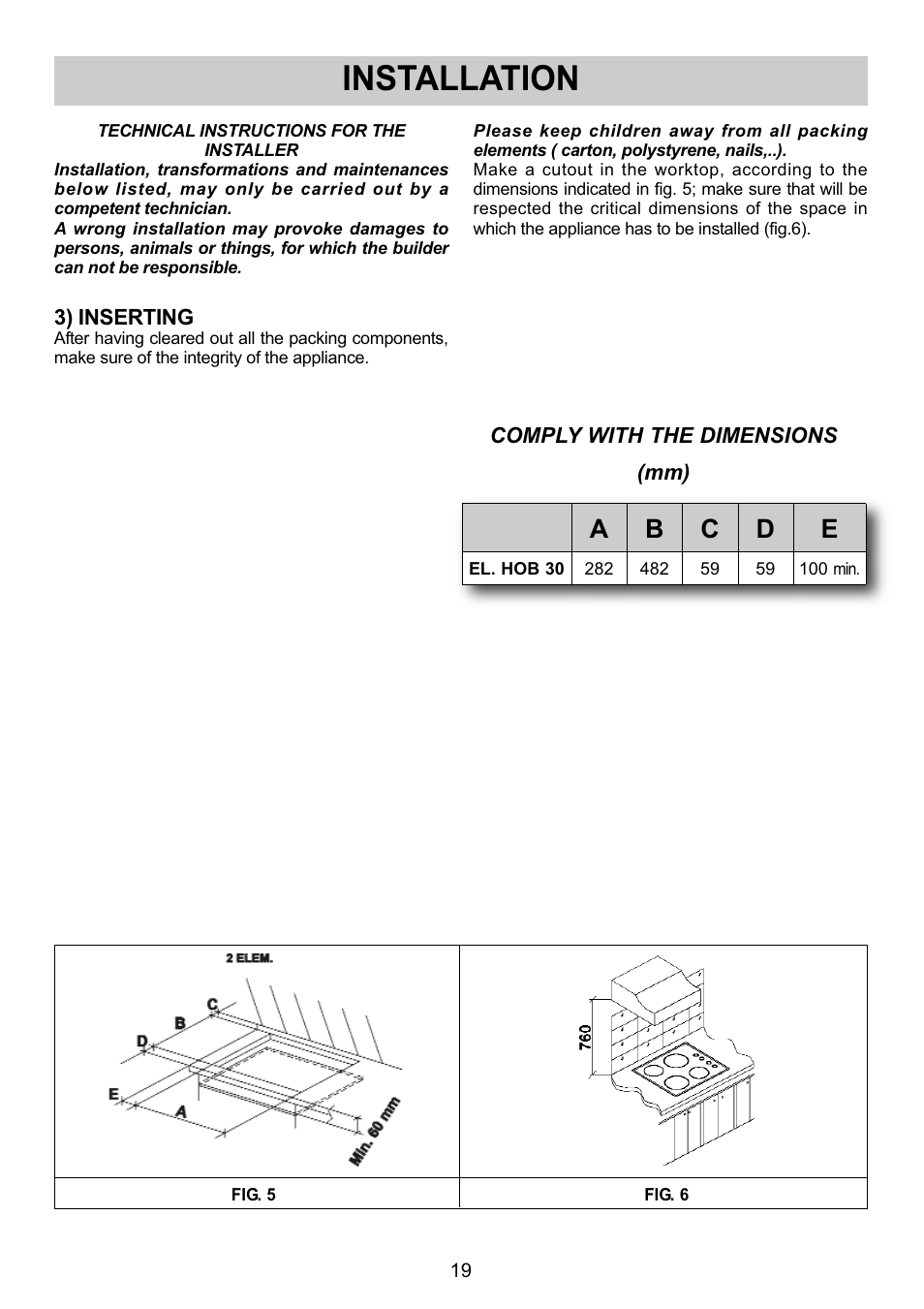 Installation | Smeg SE32CX User Manual | Page 7 / 12