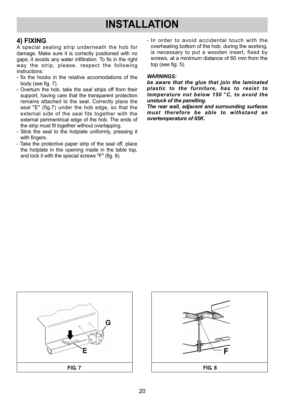 Installation, 4) fixing | Smeg SE32CX User Manual | Page 8 / 12
