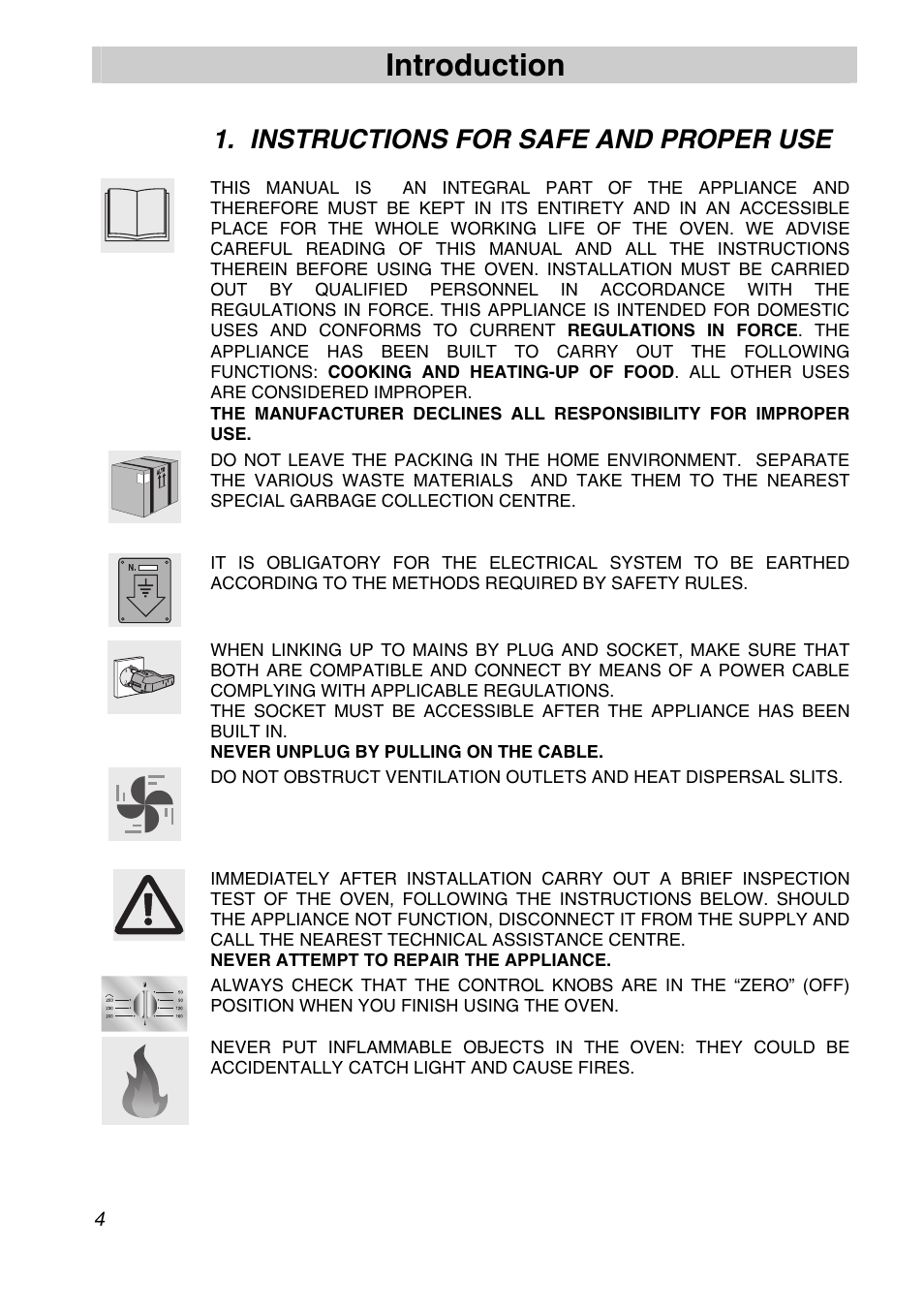 Instructions for safe and proper use, Introduction | Smeg SA250X-5 User Manual | Page 2 / 24