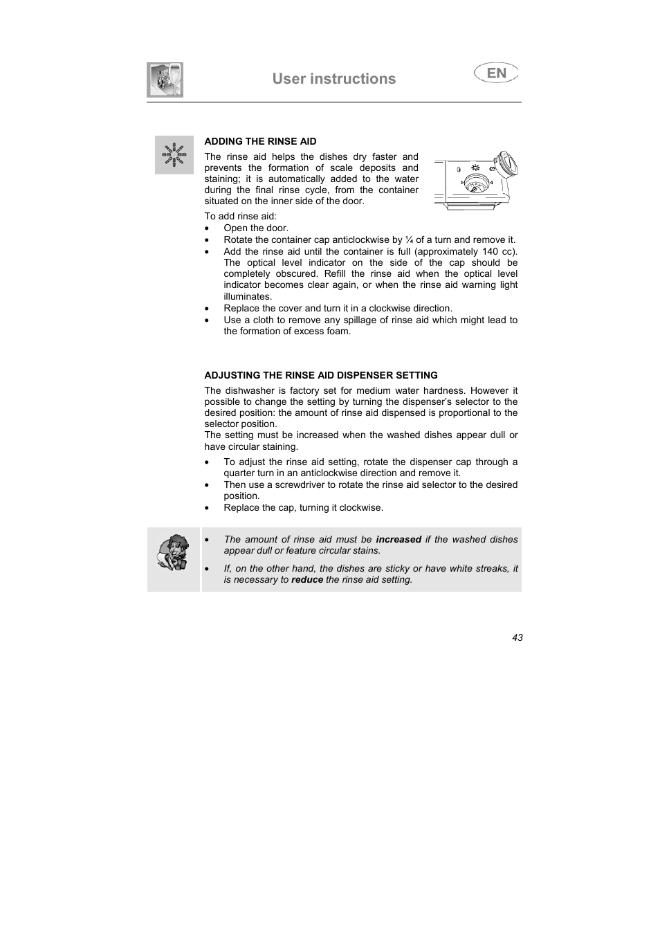 User instructions | Smeg KAB45-1 User Manual | Page 16 / 29