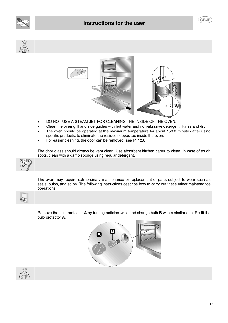 Instructions for the user | Smeg B72MFX5 User Manual | Page 15 / 24