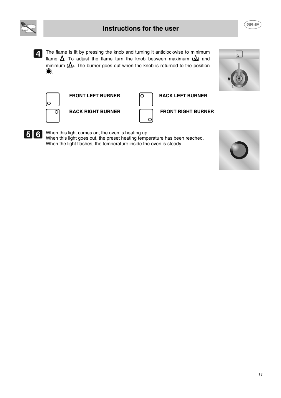Instructions for the user | Smeg B72MFX5 User Manual | Page 9 / 24