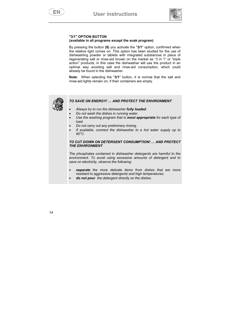 User instructions | Smeg LSPX1253 User Manual | Page 15 / 34